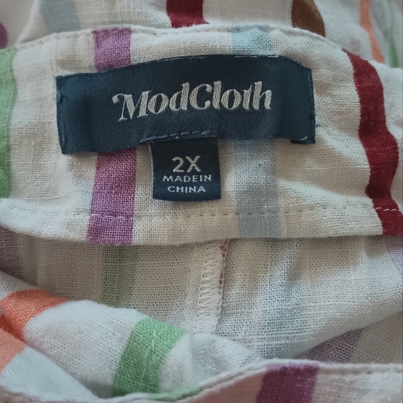 Modcloth Jumpsuit, Modcloth Plus Size, Modcloth Striped Jumpsuit 2x, Linen Blend - Picture 6 of 8